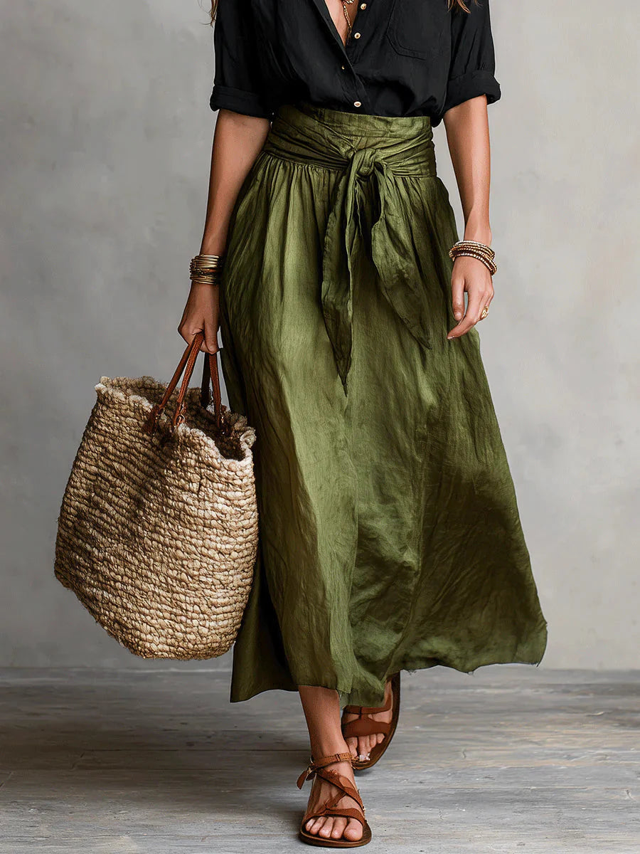 VERA | Conjunto 2 piezas elegante de camisa relajada y falda envolvente