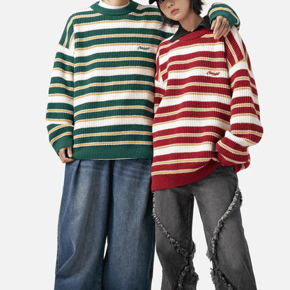 Suéter de punto a rayas de peso pesado