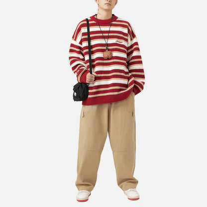 Suéter de punto a rayas de peso pesado