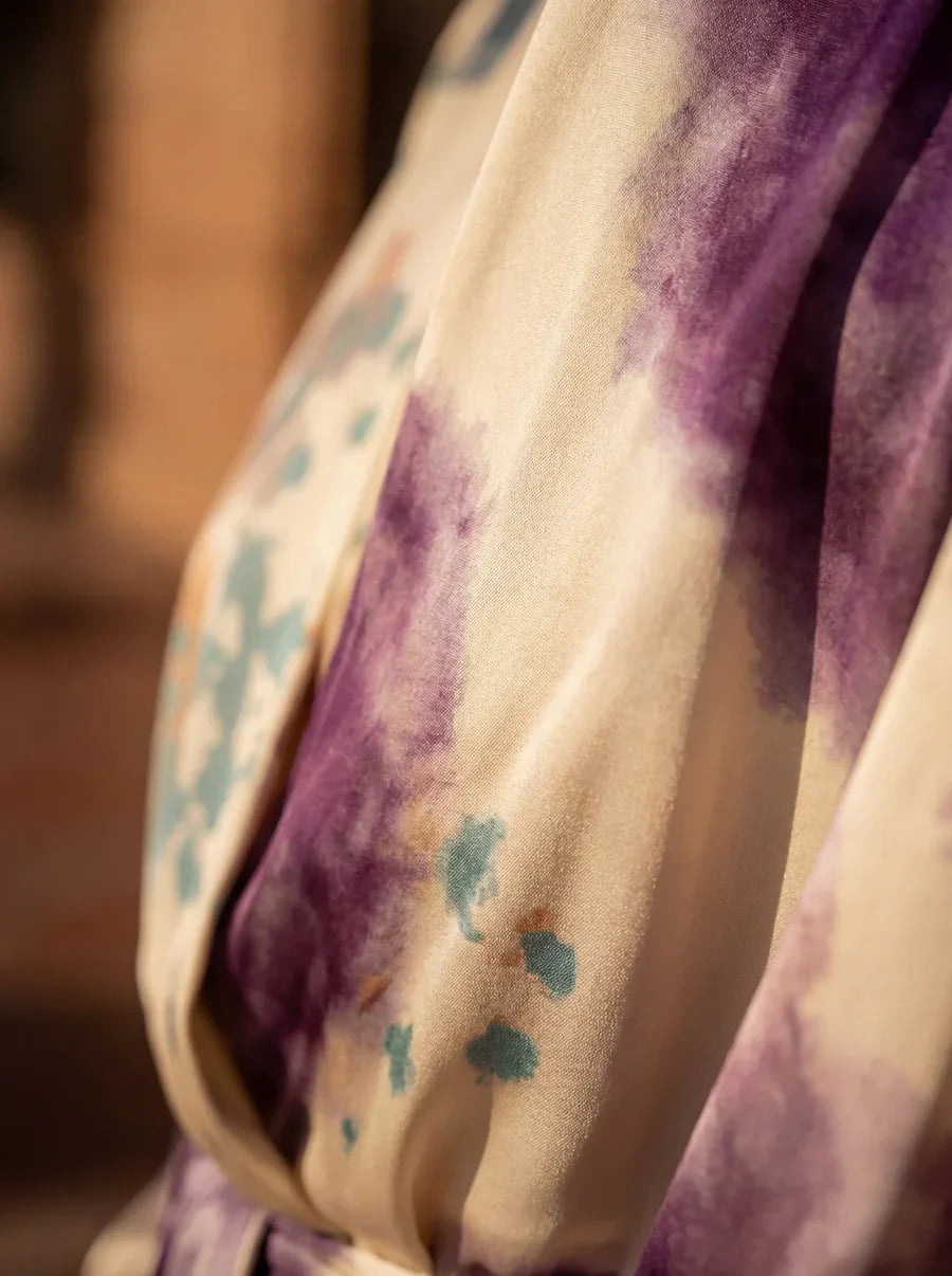 ANNA | Vestido elegante con estampado acuarela y caída fluida