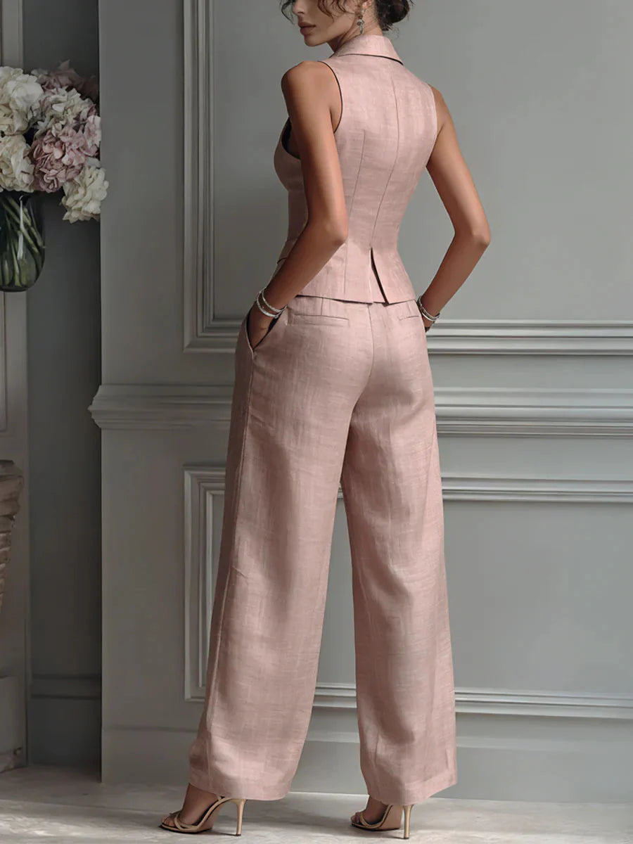 ZOË | Traje de dos piezas con cuello en V y botones para mujer